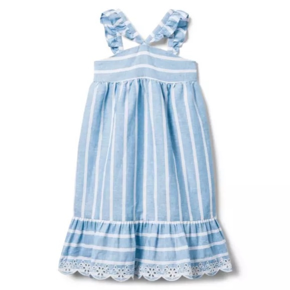 Janie and Jack AERIN Striped Halter Maxi Coastal Blue Striped Eyelet Dress